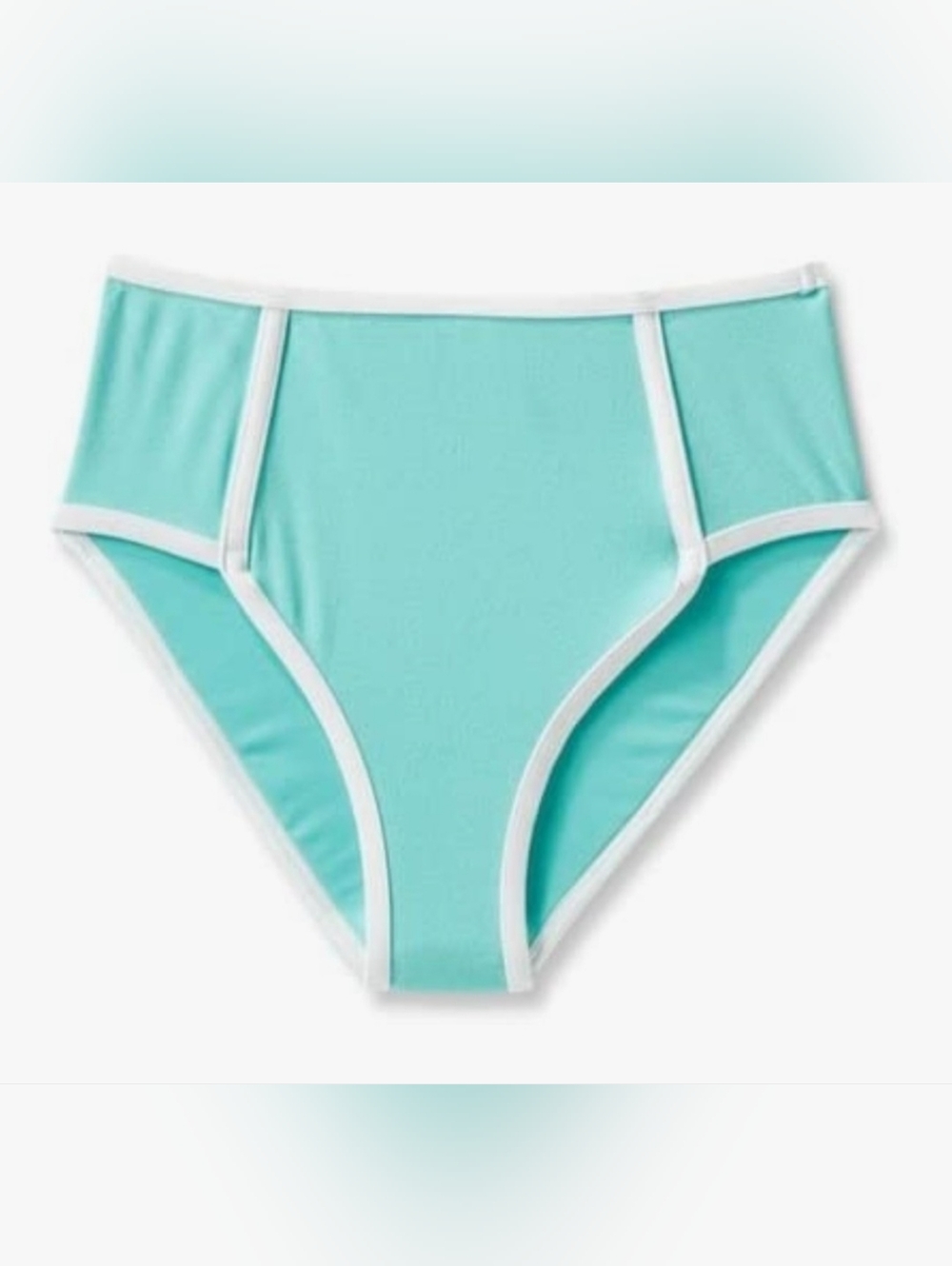 Kona Sol Womens Terry Textured Solid High Waist High Leg Bikini Bottom Turquoise